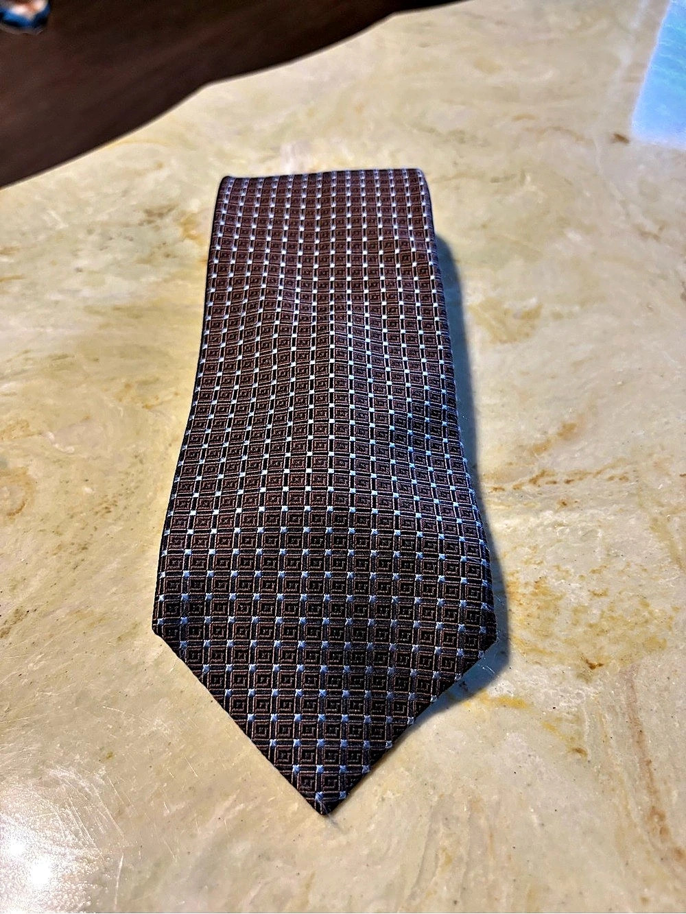 Daniel Cremieux Men's Silk Geometric Tie in Brown & Blue Like New